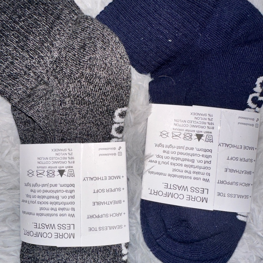 Doublesoul Quarter Socks - Two Pairs Navy And Gray New — image 2 of 2